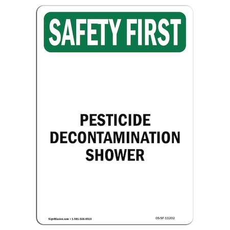 Signmission OSHA, 5" Height, Decal, 5" H, Portrait, Pesticide Decontamination Shower OS-SF-D-35-V-11202